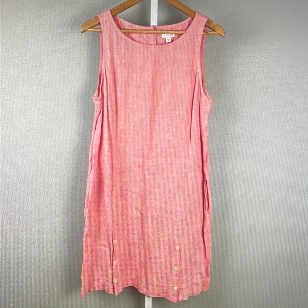 Pink Sleeveless Button Dress